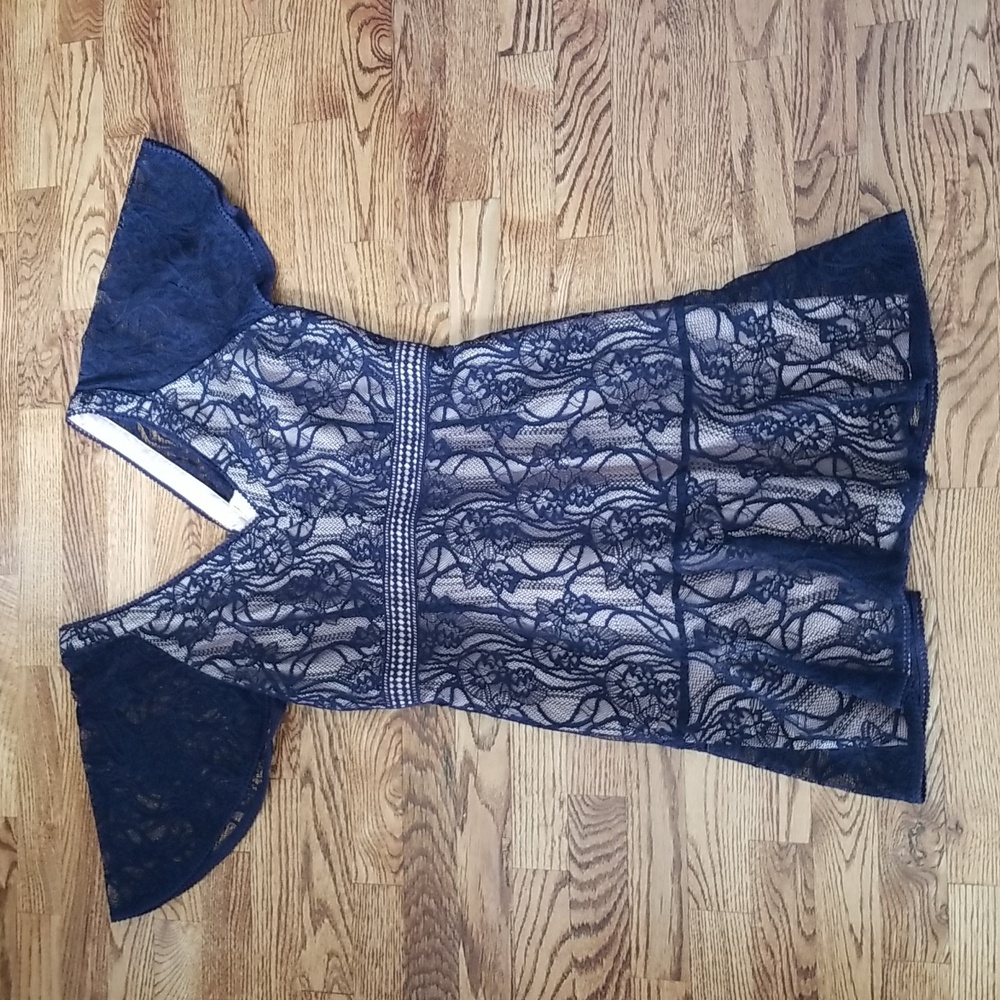 (10) NWT Nordstrom BB Dakota Oilslick Lace V Neck Fit & Flare Mini Babydoll
